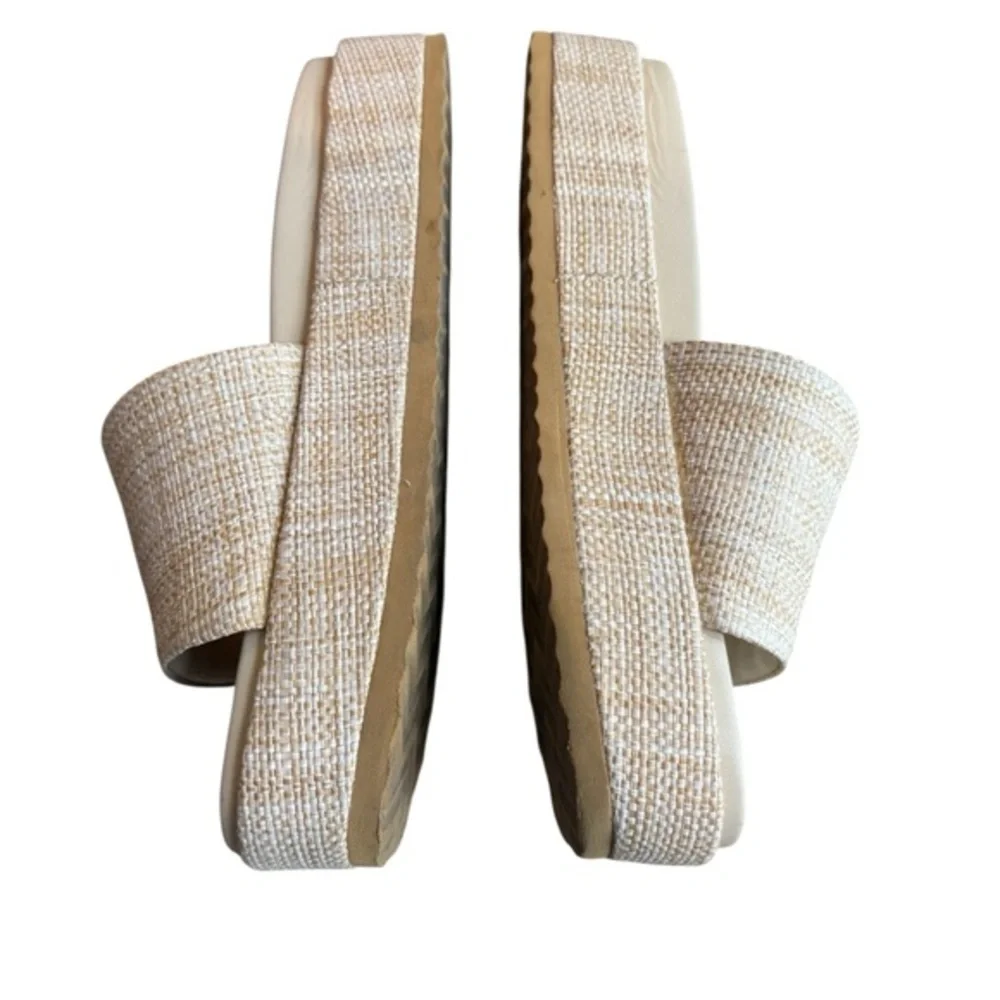 Steve Madden Women’s 9 Kasper Woven Textured Platform Slide‎ Sandals Beige Tan